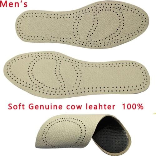 Genuine cow leather breathable anti-odor mens soft insole 100% leather