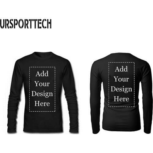 URSPORTTECH Customized Front AND Back Logo Print T Shirt Men Add Your Own Text Picture t shirts MENS Cotton Long Sleeve T SHIRTS
