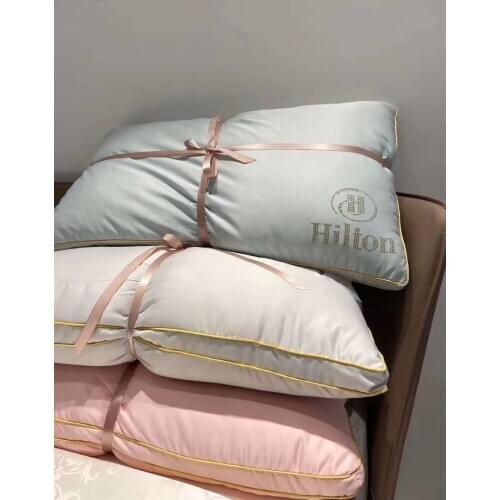 Hilton Hotel silk solid color simple style cotton pillow core water wash silk hot drill pillow