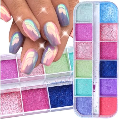 Chrome Nail Art Glitter Pigment Mirror Dipping Powder Super-fine Colorful Shimmer Pearl Powder Nail Decorations Dust LAZGF-2