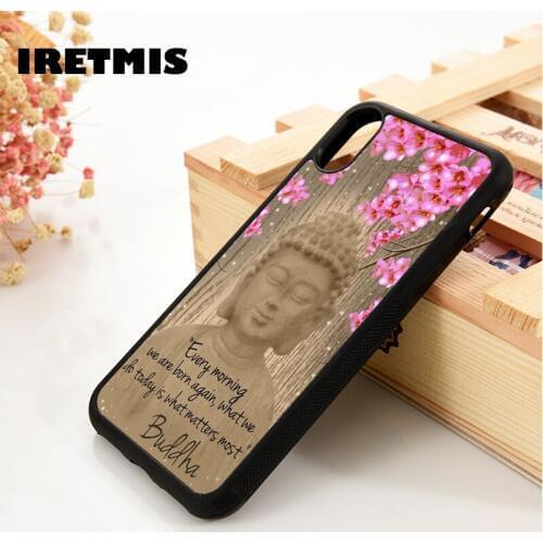 Iretmis 5 5S SE 6 6S Soft Silicon phone case cover for iPhone 7 8 plus X Xs 11 Pro Max XR Buddha head life dream inspiring quote