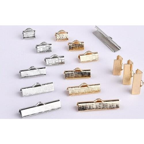 50pcs Flat Leath Cord End Fastener Clasps Connectors Fit 6 8 10 13 16 mm Cord Iron Crimp End Caps Clasps For Diy Jewelry Making