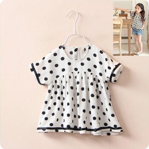 Korean Childrens Garment Wear Baby Wave Point A Doll Unlined T-Shirt Unlined Garment Short Sleeve Pullover Jacket