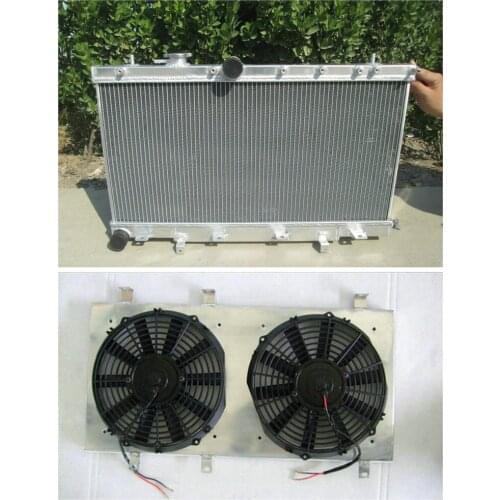 2 ROW Aluminum Radiator+Shroud+Fan For SUBARU IMPREZA WRX STI GDB GDA GD 2001-2007 2001 2002 2003 2004 2005 2006 2007