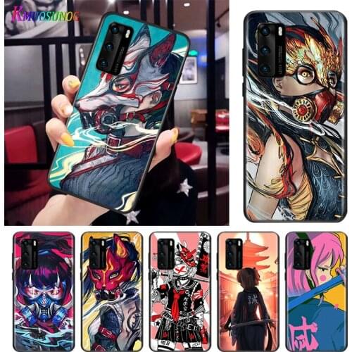 Anime girl samurai For Huawei P Smart S Z Mate 40 RS 30 20 10 Pro Plus Lite 2019 2020 2021 Black Soft Phone Case