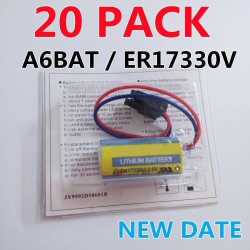 NEW DATE) 20 PACK Original A6BAT ER17330V 3.6V 1700mah Lithium Industrial PLC Battery Servo