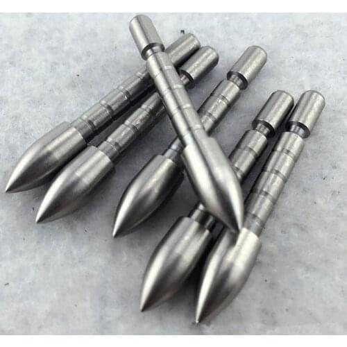 12pcs 70 80 90 100 110 120 Grain Stainless Steel Bullet Point Tip For ID 4.2 mm Arrow Shaft Accessories Archery Bow Hunting