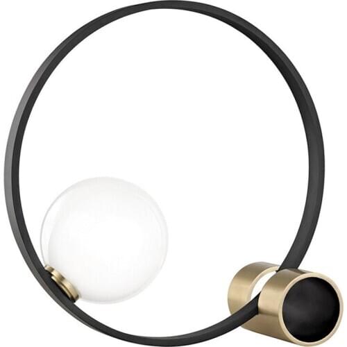 Post modern table lamp fashion metal personality bedroom bedside ball model room decorative glass living room table lamp