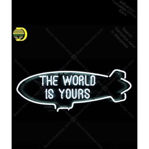 Neon Sign The World Is yours Neon Bulbs sign handcraft Real Glass outdoor lighting store Enseign Lumineuse Bar Neon Skull Sign