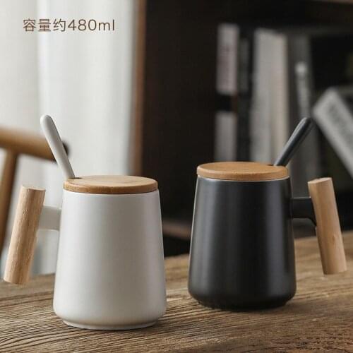 New wooden handle Ceramic Cup Mug Coffee creative water cup