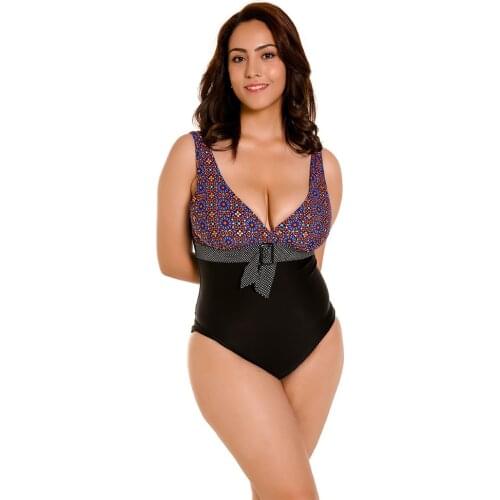 2021 New One Piece Broken flower V-neck Women Swimsuit sexy briefs Swimwear Summer Beachwear large Big size printing Swim suit