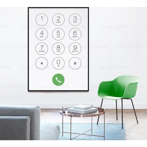 Novelty Phone Call Screen Poster Pad Number Printable Wall Art Canvas Painting for Home Decor