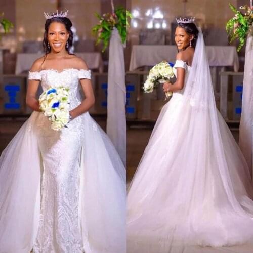 New African Pettiskirt Wedding Dress, High-End Atmosphere And Temperament, Retro, Simple And Sexy, Lace Tail Wedding Dress Can B