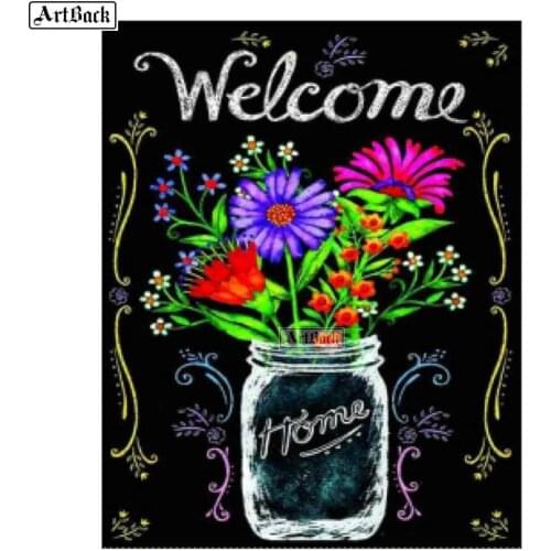 New 5D Diamond Painter Icon Blackboard Flower Painting Square 3d Sticker Embroidery Home Decor Diamond Mosaic Artwork