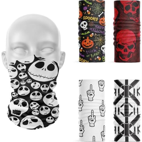 New Fashion 3D Printed Women Neck Scarf Skull Pumpkin Musical Note Hijab Scarf Sports Cycling Head Wraps Halloween Scarf Buff