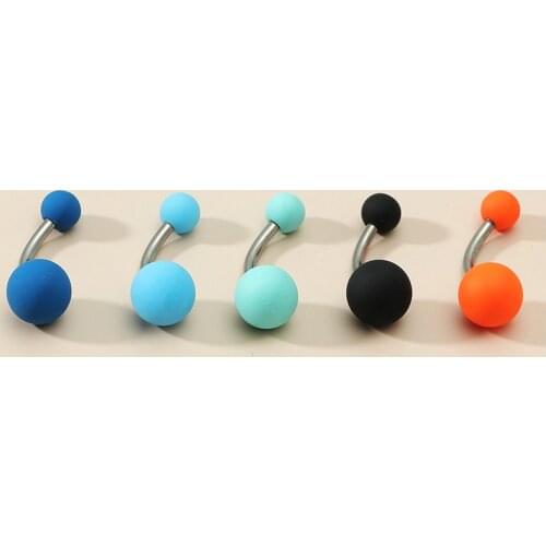 5Pcs Sexy Body Jewelry Belly Piercing Navel Ring Matte Ball Belly Button Stud