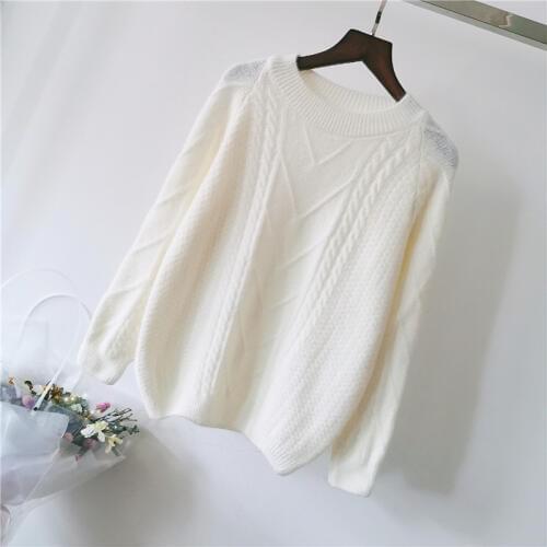 H9553 Women Pullover Autumn Winter Korean Round Collar Solid Color Knitted Bottom Sweater Female Long Sleeve Casual Jumper Tops