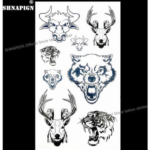 SHNAPIGN Child Temporary Body Art Wild Zoo Animal Flash Tattoo Sticker 10*17cm Waterproof painless Henna selfie Tattoo stickers