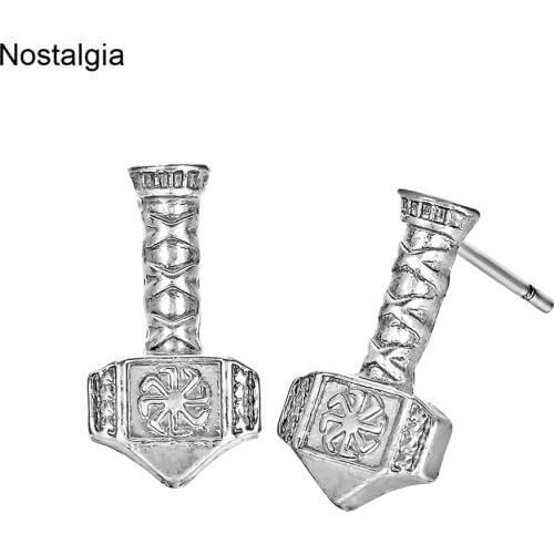 Nostalgia Slavic Kolovrat Symbol Hammer Earings Men Ear Studs Earrings For Women