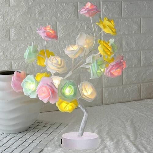 Led Lamp Rose Flower Tree Shape Usb Port And Battery Powered Decorative Led Table Lights Parties,xmas,wedding