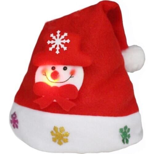 LED Christmas Hat Glowing Santa Caps Christmas Decorations Lovely Snowman ElK Hat For Children Adult New Years Decor Kids Gifts