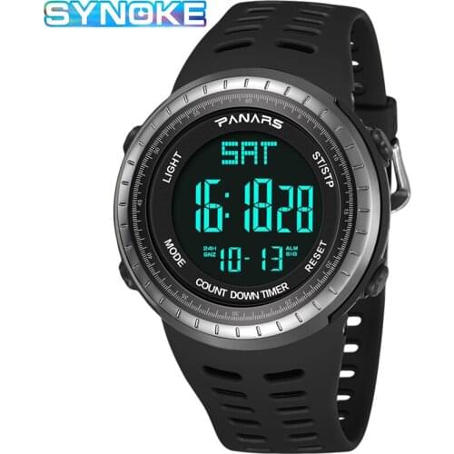 SYNOKE Men Digital Watches Outdoor Sports Waterproof Countdown LED Display Fashion Alarm Clock Relogio Masculino Watches Man