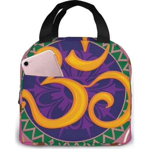 Chakra Ohm With The Mandala Cooler Bag Portable Zipper Thermal Lunch Bag Convenient Lunch Box Tote Food Bag