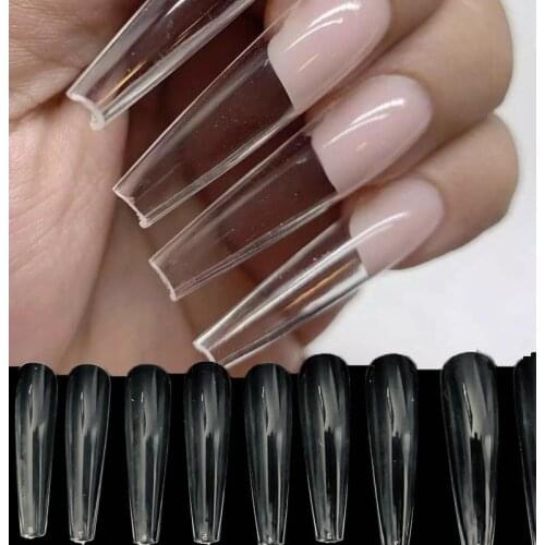 XXL Coffin Full Cover Press on Nails 120pcs 1 Box XXL Tapered Square Full Cover Nail Tips - XXL Full Cover Tips Press On Nails