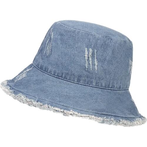 Broken hole edging cowboy fisherman hat women spring and summer outdoor sun hat travel collapsible bucket hat sun hat panama hat