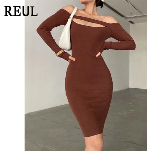 REUL Za Women 2021 Fall Chic Fashion Knit Slim Mini Dress Vintage Sex Long Sleeve High Elasticity Female Dresses Vestidos Mujer