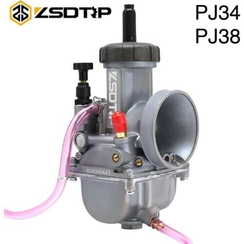 ZSDTRP Motorcycle PJ 34MM 67R Keihin PJ Series Race Carbs PJ34 PJ38 flatslide Carburetor for 250-400CC 2T Engine
