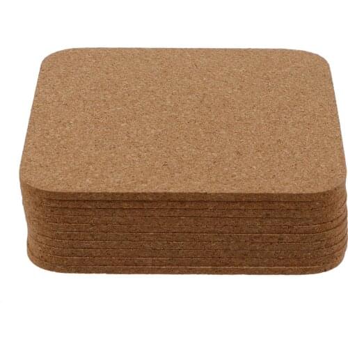 10pcs Square Simple Natural Blank Coaster Cork Coaster Cup Mat for Home Desktop Office
