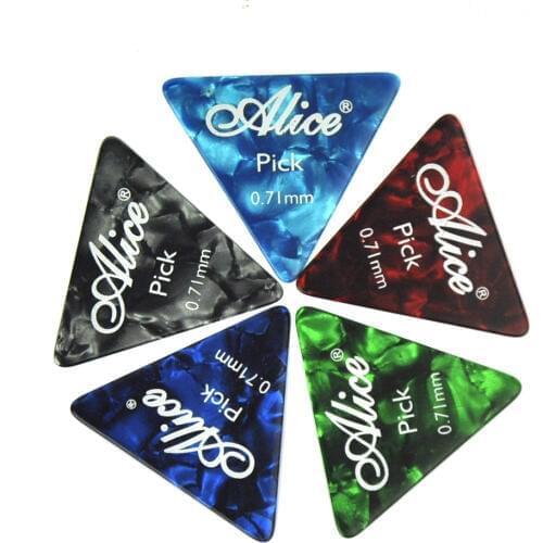Lots of 100pcs Alice AP-L 0.71mm Medium Celluloid Triangle Guitar Picks Plectrums Mixed Colors