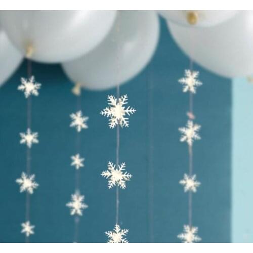 4pcs 3M White 3D Snowfflake String Flag Hanging Ornaments For Christmas Wedding Party Arch Home Garden Hotal Decorative