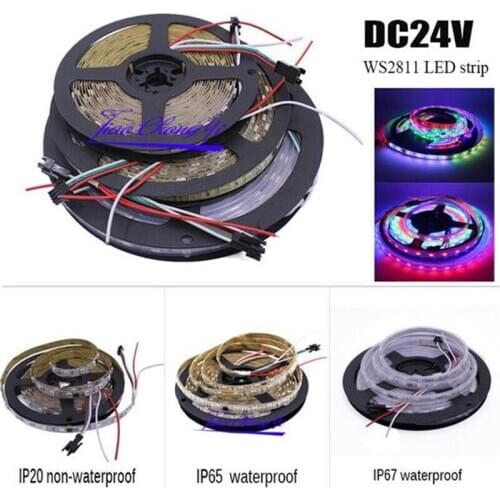 5M/lot 300LEDS WS2811 16703 IC 60led/m DC24V LED strip Addressable Digital RGB Dream Full color IP20 IP65 IP67 waterproof