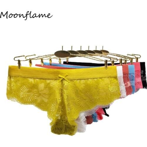 Moonflame 5 Pcs/lots New Arrival 2021 Low Rise Ladies Sexy Lace Briefs Underwear For Women Panties 89421