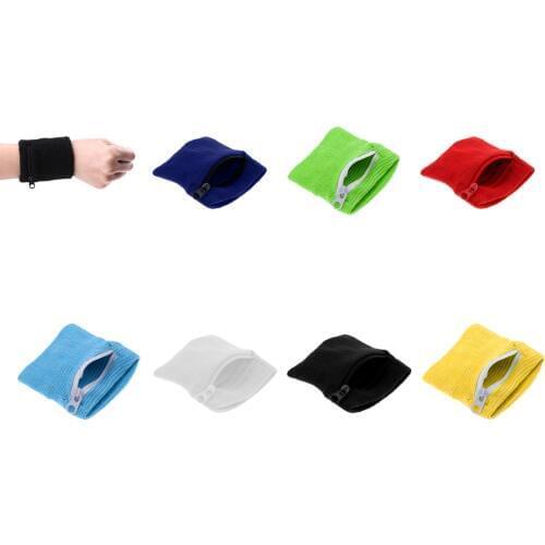 7-8 cm Lightweight Soft Outdoor Sports Wrist Band Zipper Storage Pocket Wallet Wrist Strap Multi Colors
