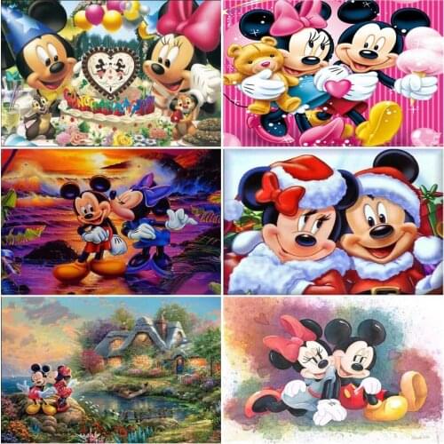 Disney Diamond Painting Mouse Lovers Full Square Diamond Embroidery Mosaic Minnie Mickey Home Decor Sale