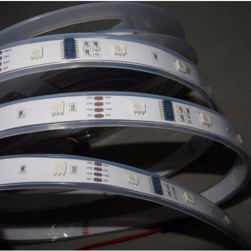 5m DC12V LED DMX digital strip,30leds/m,10pixels/m,RGB full color,in slicon tube;IP66;controlled by dmx controlled directly