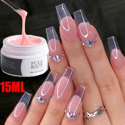 15ml Nail Extension Glue Quick Building Gel for Nail Extension Acrylic White Light Pink Clear UV Gel Nail Art Prolong Forms Tips