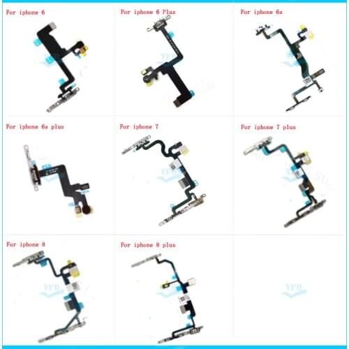 Power Flex With Metal Holder For iPhone 5 6 6S 7 8 Plus Mute Switch Power Volume Button Flex Cable