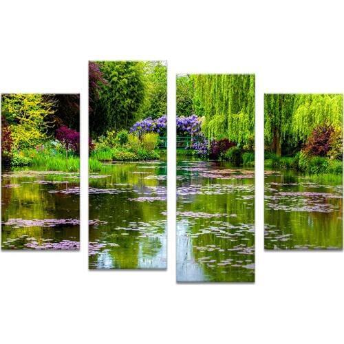 Hot Sells 4 Panels the Water lilies Painting Canvas Wall Art Picture Home Decoration Living Room Print On Canvas Modern Painting