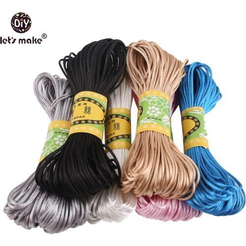 Lets make 5pcs 100Meter Soft Satin Nylon Colorful Cord Solid Rope Jewelry Making Beading Cotton Cord For Baby 1mm DIY Necklace