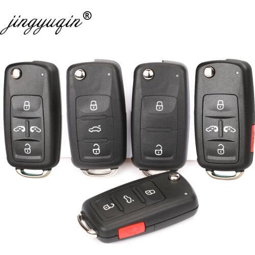 Jingyuqin 2/3/4/5 Button Folding Remote Car Key Shell Flip Fob for VW Polo Golf MK6 Tiguan Touareg 202AD 202H 202Q
