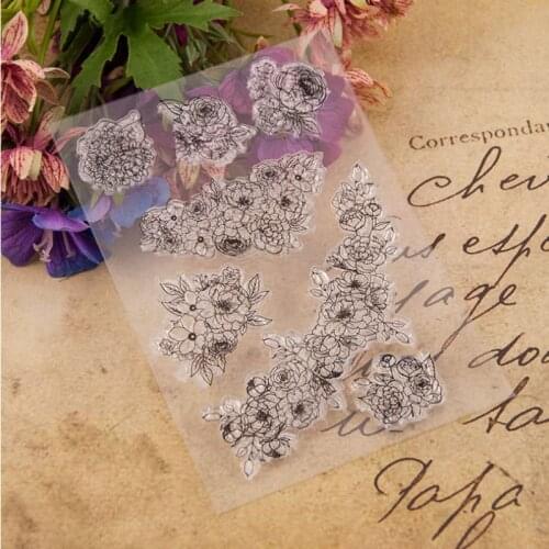 Kawaii Peony Flower Transparent Clear Silicone Stamp Seal Diy Scrapbook Rubber Stamping Coloring Embossing Diary Decor Reusable