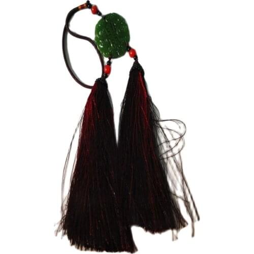 Chinese Handmade Green Jade Hollow Jade Perilla Fan pendant or Pendant