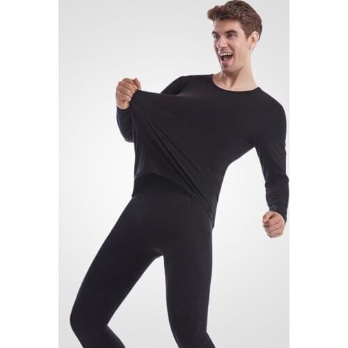 95% Cotton Mens Thermal Underwear for Men Sets Autumn Winter Elasticity Long Johns Solid Color Thermal Clothing Man 2-Piece Set
