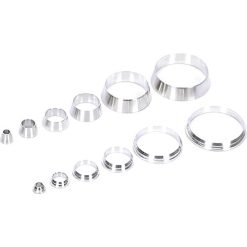 LOT10 Fit Tube O/D 3-25mm 1/8" 1/4" 3/8" 1/2" " 304 Stainless Air Compression Sleeve Ferrule Double Ferrule Ring Pneumatic