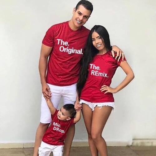 Fashion The Original Remix Family Matching Outfits Daddy Mom Kids Cotton T-shirt Family Look Letter Print T-shirt Short Sleeve