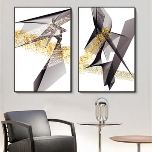 Nordic posters and prints abstract lines of gold geometric painting modern home wall decor canvas art pictures customizable